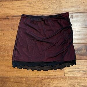 Red & Black Mesh Women's Skirt